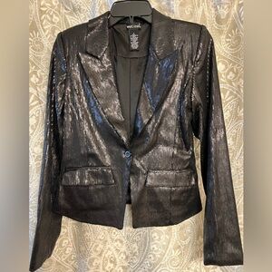 Wet Seal Black Sequin Blazer Jacket